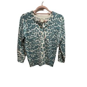 Banana Republic Teal and Cream Botton Down Cardigan Size M Women Pre Loved